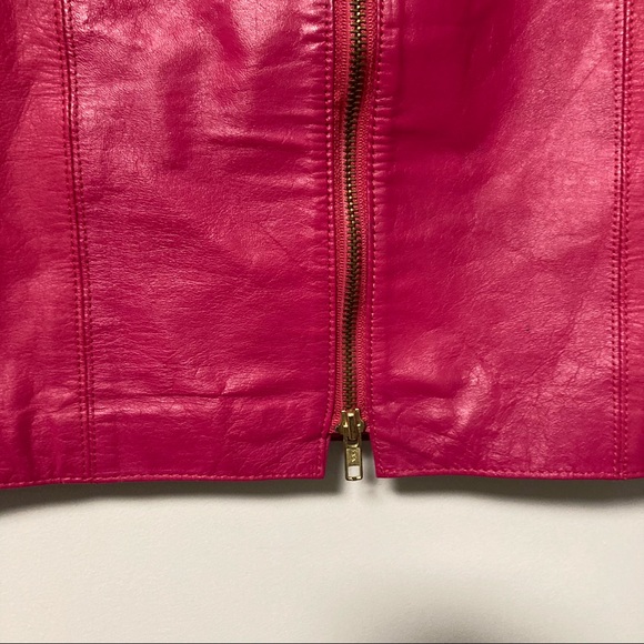 Vintage pink barbiecore leather zip skirt - Picture 2 of 5